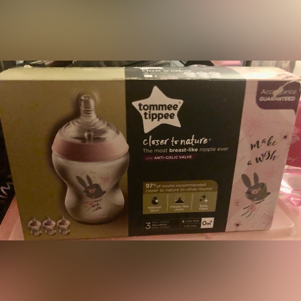 Tommee Tippee Closer to Nature Anti Colic 0m+ Baby 9 oz BPA Free 3 Bottles NEW